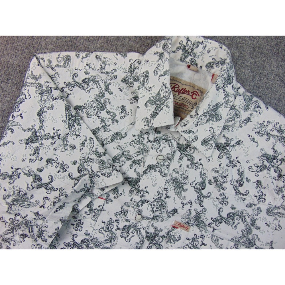Rafter C Shirt Mens Small Gray Paisley‎ ProFlex Performance Western Pearl Snaps